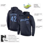 Custom Name and Number Sports Hoodie Pullover Sweatshirt - Personalized Stitched Navy Light Blue Team Apparel Personalized