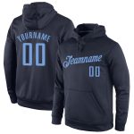 Custom Name and Number Sports Hoodie Pullover Sweatshirt - Personalized Stitched Navy Light Blue Team Apparel Personalized