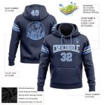 Custom Navy Light Blue-White Football Hoodie Sweatshirt with Personalized Name and Number Personalized Stitched Navy Light