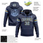 Custom Name Number Football Hoodie Sweatshirt Personalized Stitched Navy Light Blue Yellow Pullover Personalized Stitched