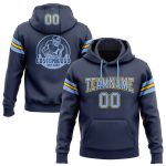 Custom Name Number Football Hoodie Sweatshirt Personalized Stitched Navy Light Blue Yellow Pullover Personalized Stitched