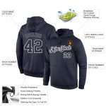 Custom Name and Number Sports Pullover Hoodie for Team - Personalized Navy Navy-Gray Sweatshirt Personalized Stitched Navy