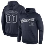 Custom Name and Number Sports Pullover Hoodie for Team - Personalized Navy Navy-Gray Sweatshirt Personalized Stitched Navy