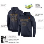 Custom Name and Number Sports Hoodie - Personalized Navy and Old Gold Pullover Sweatshirt for Teams Personalized Stitched