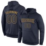 Custom Name and Number Sports Hoodie - Personalized Navy and Old Gold Pullover Sweatshirt for Teams Personalized Stitched