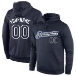 Custom Name Number Personalized Navy White Sports Hoodie Pullover Sweatshirt Personalized Stitched Navy Navy-White Sports