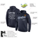 Custom Name Number Personalized Navy White Sports Hoodie Pullover Sweatshirt Personalized Stitched Navy Navy-White Sports