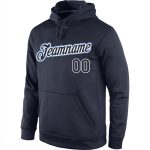 Custom Name Number Personalized Navy White Sports Hoodie Pullover Sweatshirt Personalized Stitched Navy Navy-White Sports