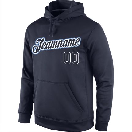 Custom Name Number Personalized Navy White Sports Hoodie Pullover Sweatshirt Personalized Stitched Navy Navy-White Sports
