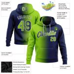 Custom Name Number Pullover Hoodie for Sports, Personalized Stitched Navy Neon Green Gray Gradient Sweatshirt Personalized