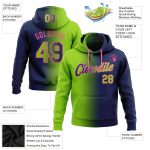 Custom Team Name Number Personalized Hoodie Pullover Sweatshirt in Navy Neon Green-Pink Gradient Fashion Sports Design Personalized
