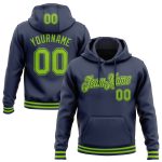 Personalized Navy Neon Green Sports Hoodie Sweatshirt for Men and Women Personalized Stitched Navy Neon Green Sports Pullover