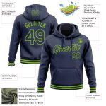 Personalized Sports Hoodie Custom Name & Number - Navy Neon Green Stitched Pullover Sweatshirt Personalized Stitched Navy