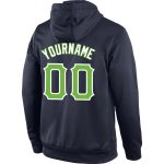 Custom Team Name Number Hoodie Sweatshirt Pullover Navy Neon Green-White Personalized Stitched Sports Apparel Personalized