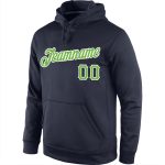 Custom Team Name Number Hoodie Sweatshirt Pullover Navy Neon Green-White Personalized Stitched Sports Apparel Personalized