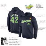 Custom Team Name Number Hoodie Sweatshirt Pullover Navy Neon Green-White Personalized Stitched Sports Apparel Personalized