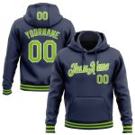 Personalized Neon Green-White Navy Sports Hoodie Pullover Sweatshirt Personalized Stitched Navy Neon Green-White Sports Pullover