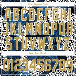 Custom Name & Number Sports Hoodie with 3D Leopard & Tropical Plants Design in Navy, Old Gold & White - Personalized Pullover Sweatshirt