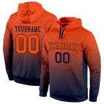 Custom Team Name Number Pullover Hoodie - Personalized Navy Orange Fade Stitched Fashion Sports Sweatshirt Personalized Stitched