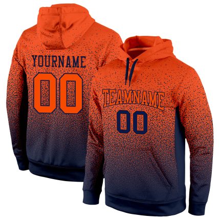 Custom Team Name Number Pullover Hoodie - Personalized Navy Orange Fade Stitched Fashion Sports Sweatshirt Personalized Stitched