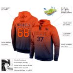 Custom Team Name Number Pullover Hoodie - Personalized Navy Orange Fade Stitched Fashion Sports Sweatshirt Personalized Stitched