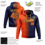 Custom Name Number Pullover Hoodie for Sports, Personalized Navy Orange-Gold Gradient Stitched Fashion Sweatshirt Personalized