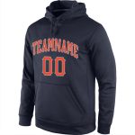 Custom Team Name Number Navy Orange Gray Pullover Sports Hoodie Sweatshirt - Personalized Stitched Apparel Personalized Stitched