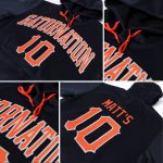 Custom Team Name Number Navy Orange Gray Pullover Sports Hoodie Sweatshirt - Personalized Stitched Apparel Personalized Stitched