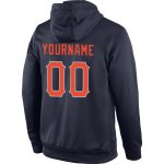 Custom Team Name Number Navy Orange Gray Pullover Sports Hoodie Sweatshirt - Personalized Stitched Apparel Personalized Stitched