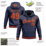Personalized Navy Orange Sports Hoodie Stitched Design Pullover Sweatshirt Personalized Stitched Navy Orange Sports Pullover