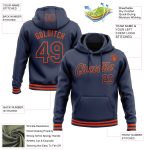 Custom Name and Number Stitched Navy Orange Sports Hoodie Pullover Sweatshirt Personalized Stitched Navy Orange Sports Pullover