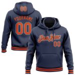 Custom Stitched Navy Orange White Sports Hoodie Sweater Pullover for Men and Women Personalized Stitched Navy Orange-White