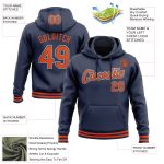 Custom Stitched Navy Orange White Sports Hoodie Sweater Pullover for Men and Women Personalized Stitched Navy Orange-White