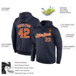Custom Team Name Number Navy Orange White Sports Hoodie Pullover Sweatshirt Personalized Stitched Personalized Stitched Navy