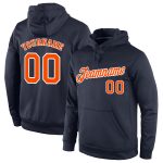 Custom Team Name Number Navy Orange White Sports Hoodie Pullover Sweatshirt Personalized Stitched Personalized Stitched Navy