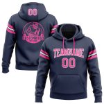 Custom Team Football Pullover Hoodie Sweatshirt for Men Women - Personalized Stitched Name & Number in Navy Pink White Personalized