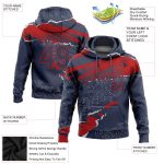 Custom Team Pullover Hoodie with Personalized Name and Number, Stitched Navy Red 3D Torn Paper Pattern Sweatshirt Personalized