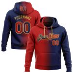 Custom Team Name Number Hoodie Sweatshirt - Personalized Navy Red Gold Gradient Pullover Fashion Sports Gear Personalized