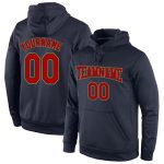 Custom Name and Number Sports Hoodie Pullover Sweatshirt in Navy Red and Old Gold - Personalized Team Apparel Personalized