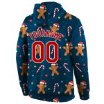 Custom Name and Number 3D Sports Sweatshirt Hoodie for Christmas - Personalized Navy Red-White Design Personalized Stitched