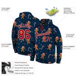 Custom Name and Number 3D Sports Sweatshirt Hoodie for Christmas - Personalized Navy Red-White Design Personalized Stitched