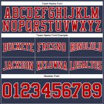 Custom Name Number Navy Red White Football Hoodie Pullover Sweatshirt - Personalized Team Apparel Personalized Stitched Navy