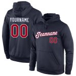 Custom Name Number Sports Hoodie Pullover Sweatshirt - Personalized Red White Navy Team Apparel Personalized Stitched Navy