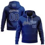 Custom Navy Gradient Sports Hoodie with Name & Number - Personalized Stitched Pullover Sweatshirt Personalized Stitched Navy
