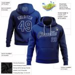 Custom Navy Gradient Sports Hoodie with Name & Number - Personalized Stitched Pullover Sweatshirt Personalized Stitched Navy