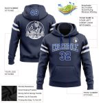 Custom Navy Royal-White Football Hoodie with Personalized Stitched Name & Number - Pullover Sweatshirt Personalized Stitched