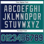 Custom Name and Number Hoodie - Navy Teal-Gray Gradient Sports Pullover Sweatshirt, Personalized Fashion Wear Personalized