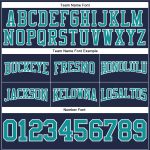 Custom Team Name Number Navy Teal-White Football Hoodie Sweatshirt Pullover Personalized Stitched Personalized Stitched Navy