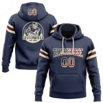 Custom Name Number Vintage USA Flag Navy Hoodie Sweatshirt Cream Crimson Football Pullover Personalized Stitched Navy Vintage