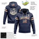 Custom Name Number Vintage USA Flag Navy Hoodie Sweatshirt Cream Crimson Football Pullover Personalized Stitched Navy Vintage